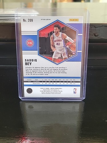 Saddiq Bey 2020-21 Mosaic Genesis Prizm Rookie #209 Detroit Pistons RC J70 - Picture 2 of 2