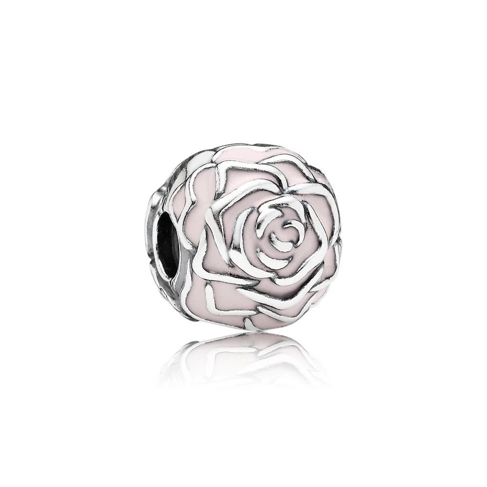 NEW! AUTHENTIC PANDORA Pink Rose Garden Silver Clip Charm - 9082