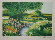 Raphael Robic - Original Signed Lithograph - Jardin Per Giverny 6