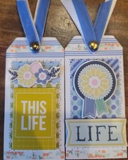 Sewn Premade Scrapbook Page/Sewn Tag Set: Life