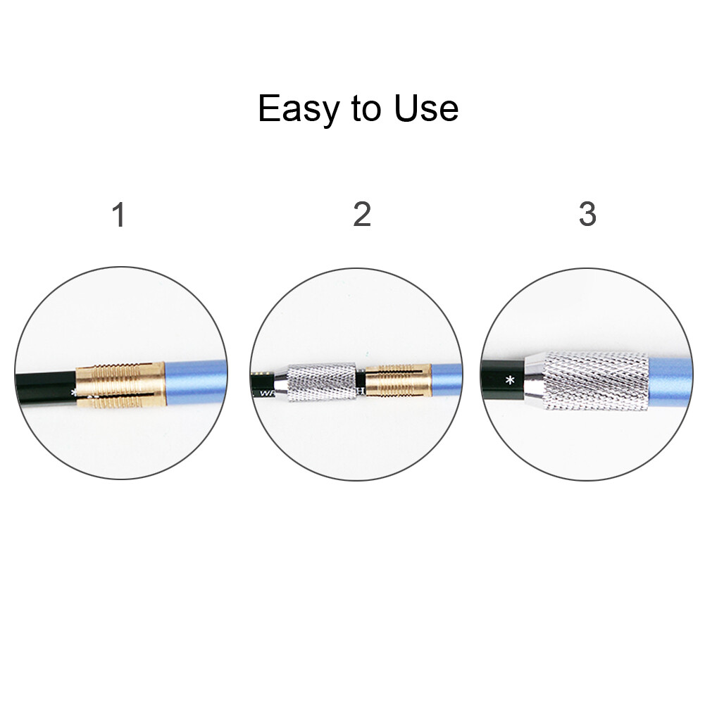 Adjustable Metal Blue Pencil Extender Holder for Arts School Office Makeup Tool