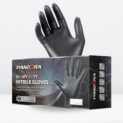 PANDORA  Heavy-Duty 10mil Black Nitrile Industrial M-XL 160/400/800 PCS