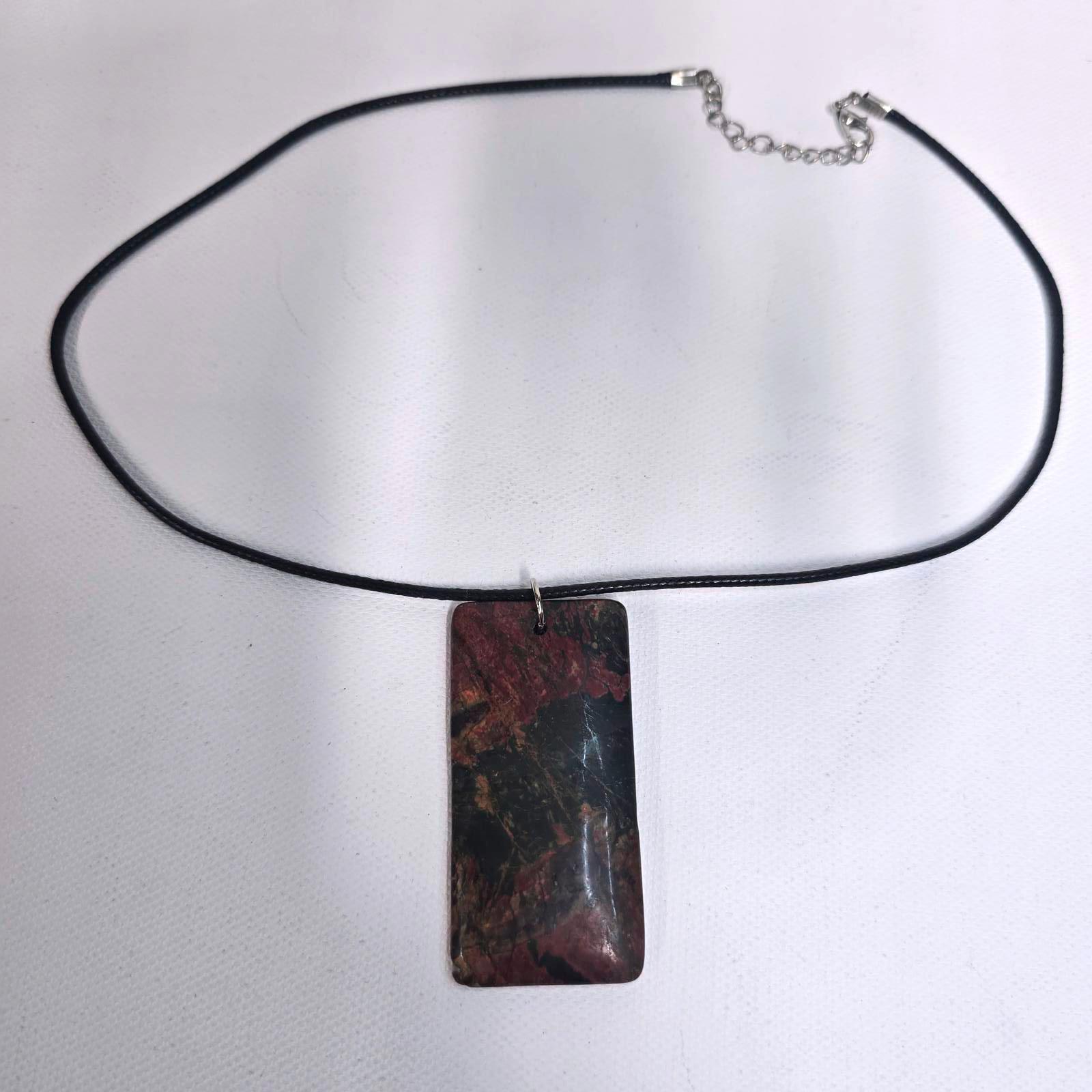 Stylish Rectangular Pendant Necklace with Black C… - image 1