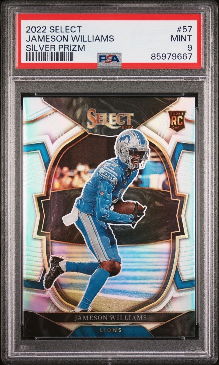 2022 Panini Select 57 Jameson Williams Silver Prizm PSA 9