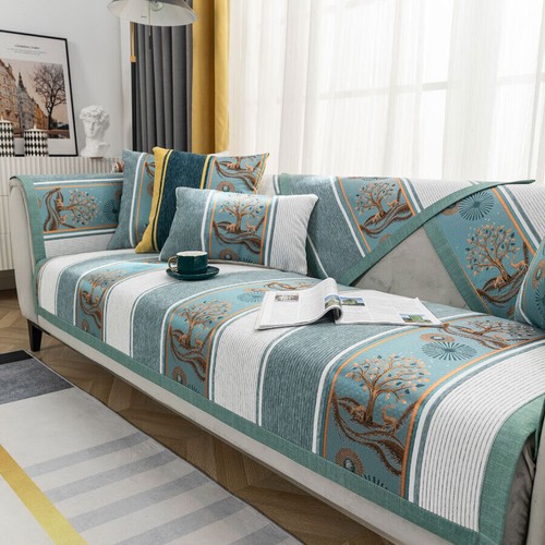 2022 Home Striped Sofa Cover Jacquard 1 2 3 4 Seat Corner Sofa Non-slip Cover - Picture 12 of 18