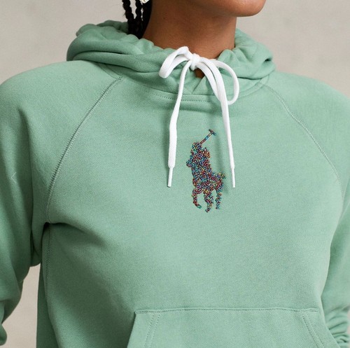 Polo Ralph Lauren Beaded Pony player Logo hoodie French Terry NWT$198 Sz S - Picture 8 of 9