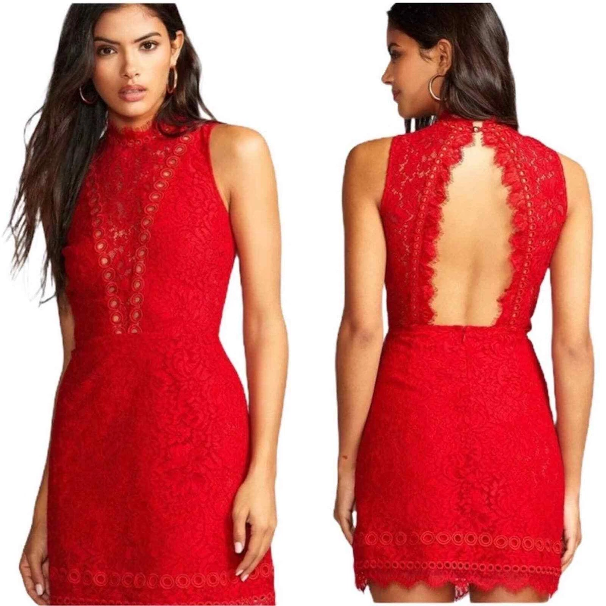 Saylor red top lace dress