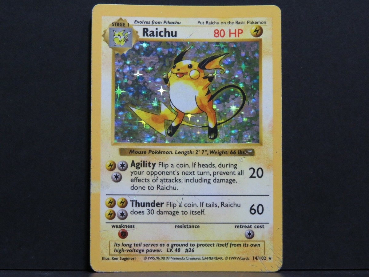raichu pokemon card value 14/102 Raichu - 14/102 - Holo - Base set - Shadowless main image 0