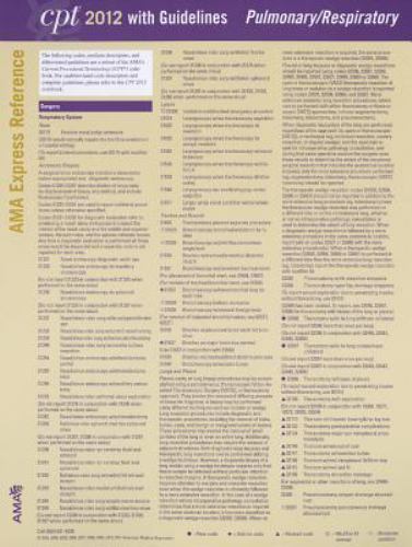 AMA Express Reference Ser.: CPT Pulmonary/Respiratory : With Guidelines ...