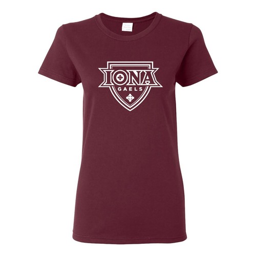 Iona University Gaels Primary Logo Women's T Shirt - Maroon - 第 1/6 張圖片