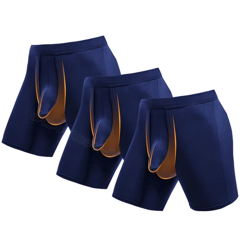 1-3PCS Mens Underwear Dual Pouch Trunks Separation Pouch Bulge Boxer Briefs - Picture 17 of 34