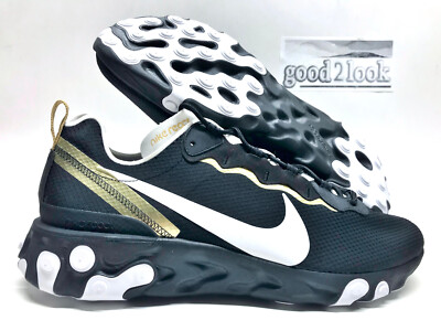 NIKE REACT ELEMENT 55 SE BLACK/WHITE-METALLIC GOLD SIZE MEN'S 15 [CT1590-001]
