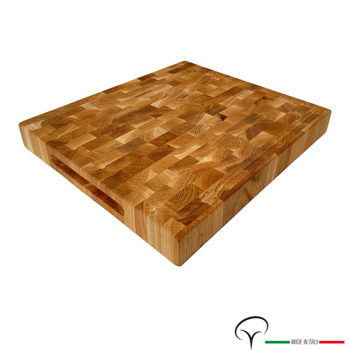 tagliere artigianale in legno di ROVERE butcher block 435x390x51 mm
