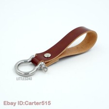 Handmade Leather Belt Loop Keychain Key Ring Fob Holder Clip Hook Dangler Brown