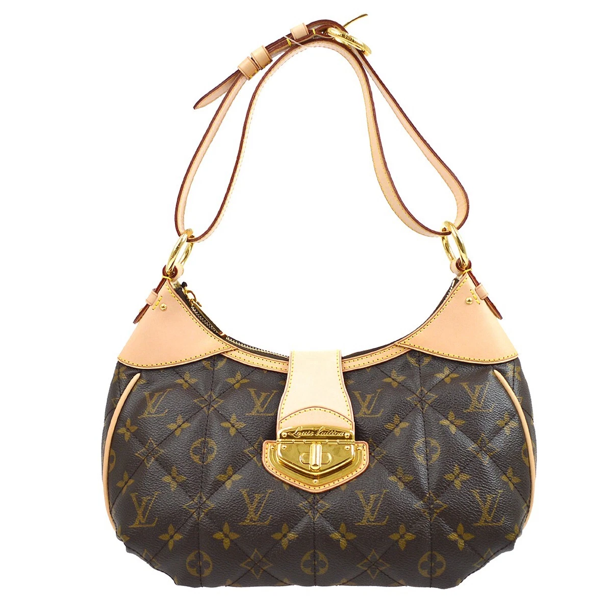 LOUIS VUITTON Flower Monogram Canvas Shoulder Hobo Bag Brown - 10% OFF