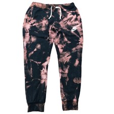 Nike Sweatpants Black Mens Tag Medium Acid Wash Tie Dye Pants Drawstring
