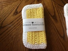 HANDMADE SET OF 2 CROCHET COTTON DISH CLOTHS OR WASH CLOTHS 8.5x8.5 INCHES NEW 