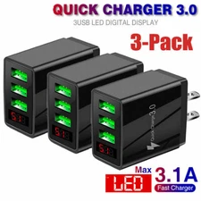 3 Port USB Home Wall Fast Charger QC 3.0 for iPhone Samsung Android Cell Phone