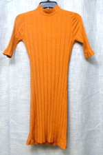 Monrow Women’s Twist Cutout Back Rib Knit Sweater Dress, small, Brick Orange