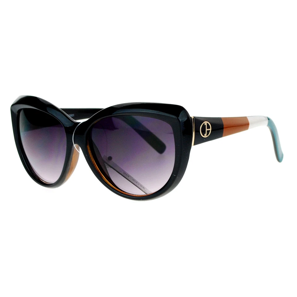 Femmes Très Grand Rond Œil de Chat Lunettes Soleil Créateur Mode Couleurs Côté - Photo 1/1
