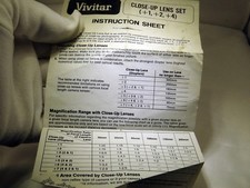 Vivitar Close-Up Macro Filters Instruction Sheet Guide 1 2 4 EN