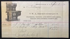 1914 **W. A. TRICKEY COMPANY** BROWNSVILLE, N.Y. BILLHEAD+"IRON-STOVE" VIGNETTE!