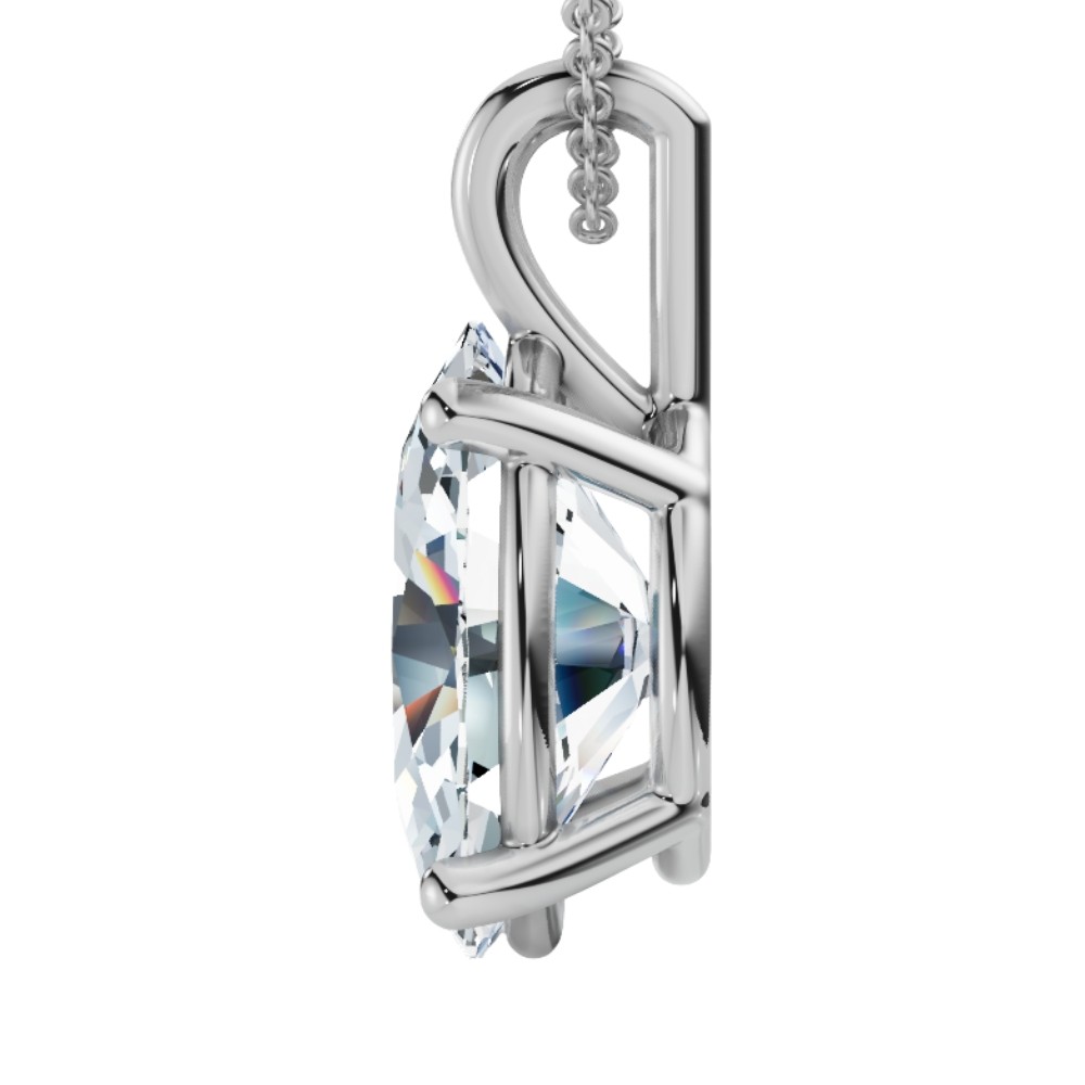 Oval Solitaire Diamond 4-Prong Pendant 14k Gold 18" Necklace Lab Grown