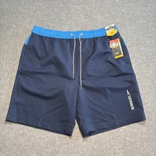 SPEEDO Volley Men's 20" Blue UPF 50 Lined Drawstring Swim Shorts Trunks XXL NEW