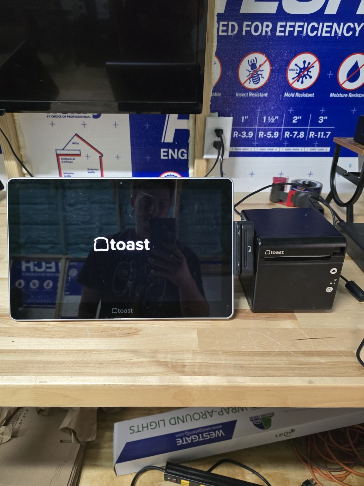 Toast POS System TT200 Touchscreen Point Of Sale w Card Reader & Printer & Power
