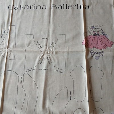 Cat-arina Ballerina Fabric Pattern by Springs Industries VTG 1980's