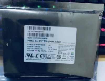 SAMSUNG 1.92TB PM863A SSD 2.5'' SATA III MZ7LM1T9HMJP-00005 MZ-7LM1T9N GXT5204Q