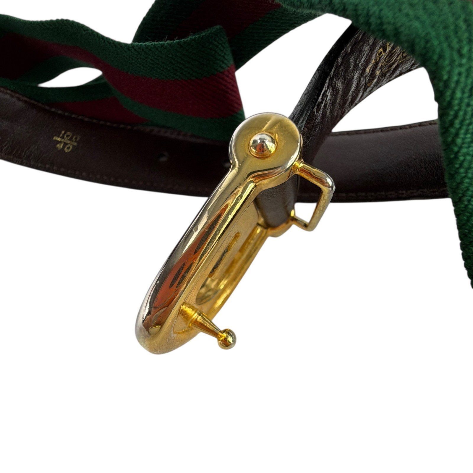 GUCCI Vintage Green Red Nylon Web G Mens Belt Made in Italy 100-40 Made in Italy thumbnail 15