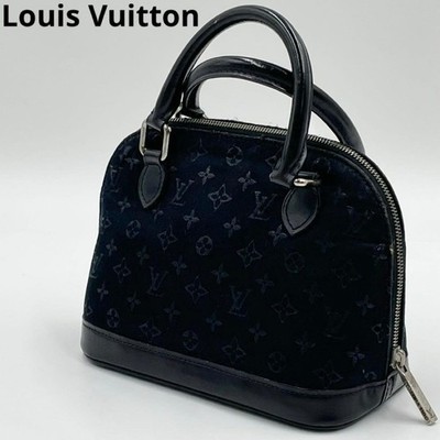 Louis Vuitton Monogram Satin Little Alma Handbag Black Authentic Used