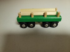 Brio wooden railway Timber / Log Train Flatbed from 33526 with Logs