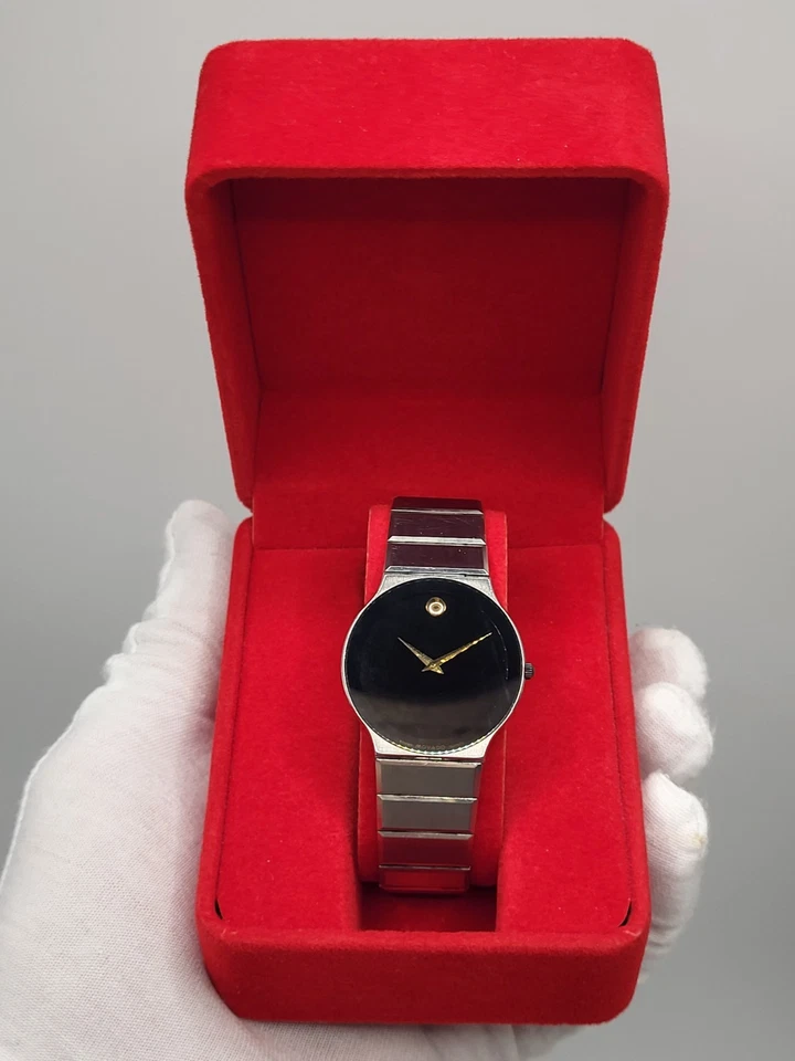 Reloj para mujer SWISS 32 mm [RARO] ultra delgado Movado 1990 museo 84-40-880 7,5" Foto 2 de 4