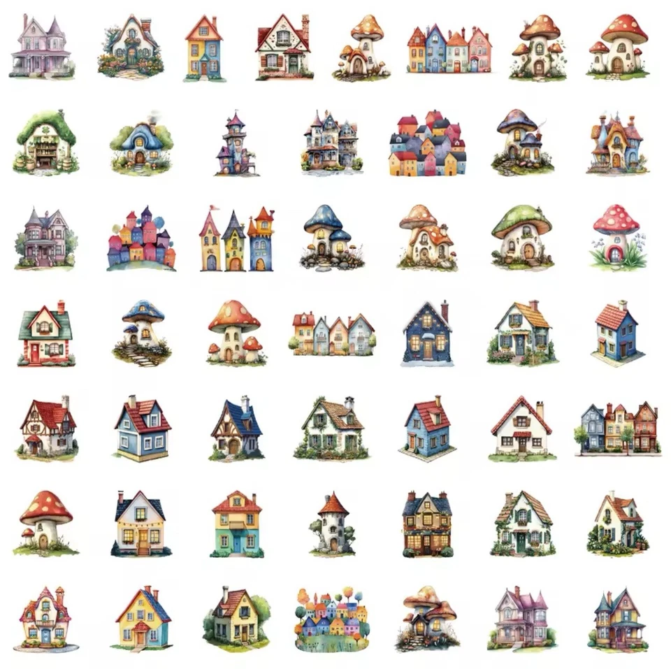 50 PACK Architecture Cottage House Fairy Tale Vinyl PET Stickers Lot 50PCS - Image 4 of 4