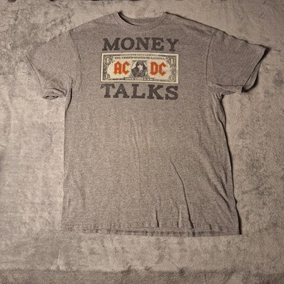 ACDC Money Talks World Tour T-Shirt Size Large Gray Graphic Tee 