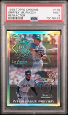 1998 Topps Chrome #479 KEN GRIFFEY JR PIAZZA Refractor PSA 9 HOF LOW POP!