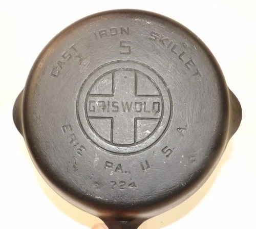 Vintage Griswold Cast Iron Skillet Frying Pan #5 - Large Block Logo