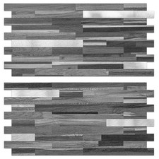 40 Sheets Peel and Stick Backsplash, Black Grey Wood Look PVC Mixed Metal S...