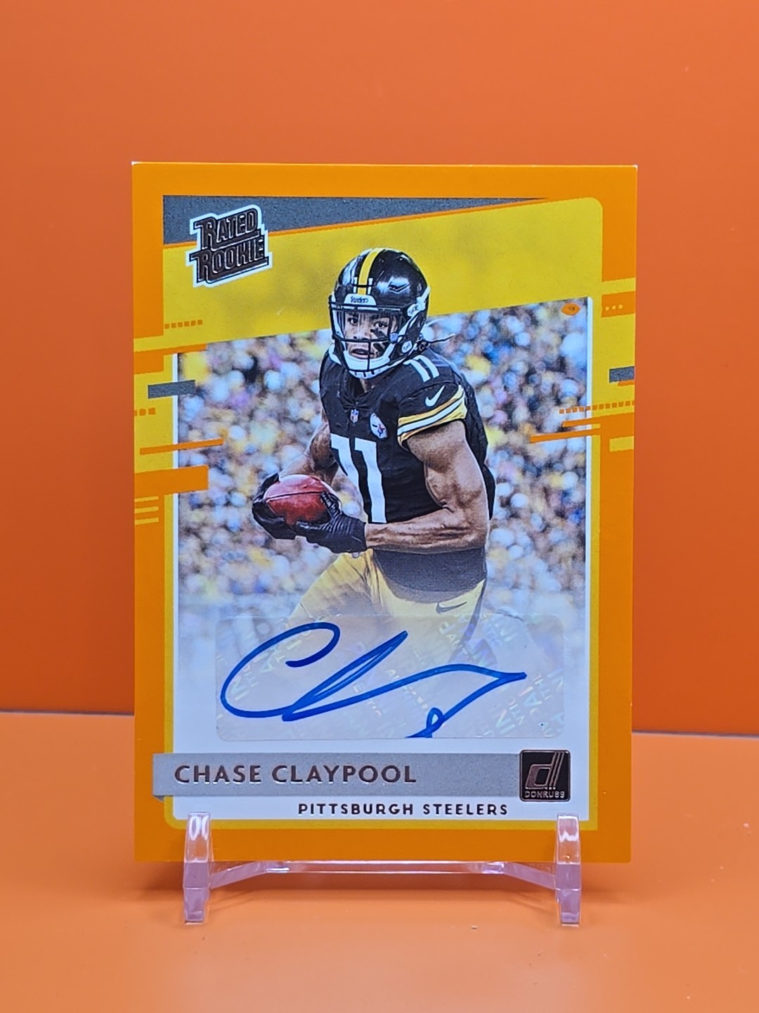 🟡⚫️🟡 2020 DONRUSS CHASE CLAYPOOL #327 ORANGE AUTOGRAPH STEELERS ⚫️🟡⚫️
