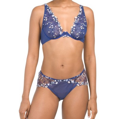 COSABELLA Selita Floral Navy Bra 32C and Hotpants Small Set MSRP $210 NEW