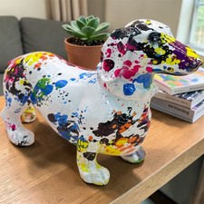 Graffiti Dachshund Resin Dog Ornament Colourful Home Office Decor Gift 19Cm