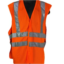 Dickies L XL Hi Vis Orange Reflective Safety Vest Adjustable Side Tabs