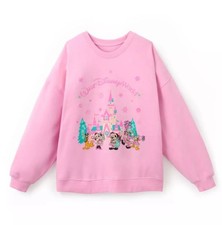 WDW Santa Mickey Mouse Friends Holiday Pink Pullover Sweater NWT LARGE