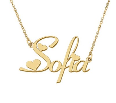 18 Karat vergoldet Sofia Herz Namenskette Edelstahl für Damen Geburtstag gr