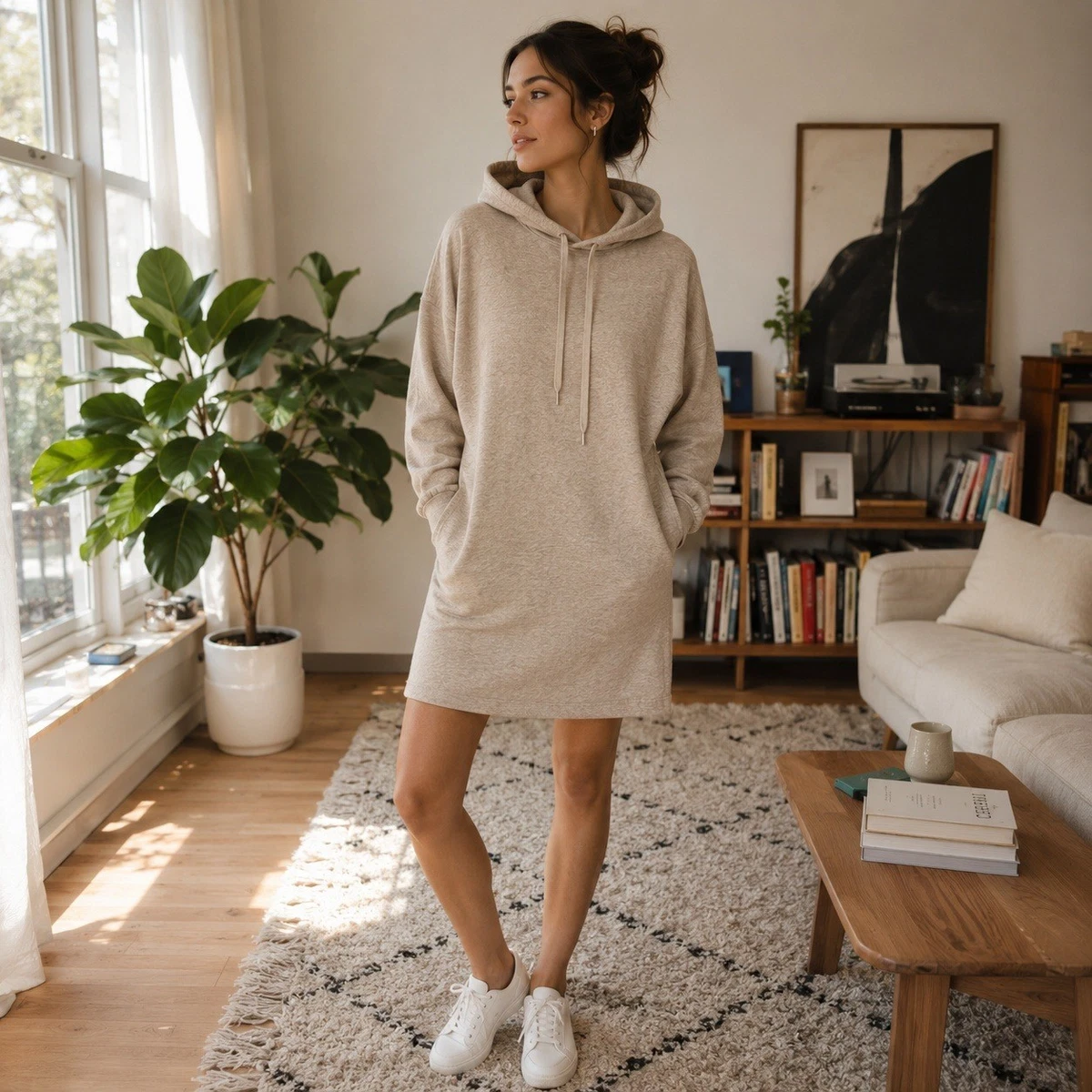 h and m knit sweater dress Women's Dark brown Rib-knit Dress