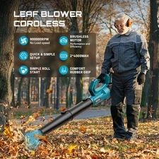 Seesii Leaf Blower Cordless 780 CFM Handheld Electric Leaf Blower 2 Battery 21V
