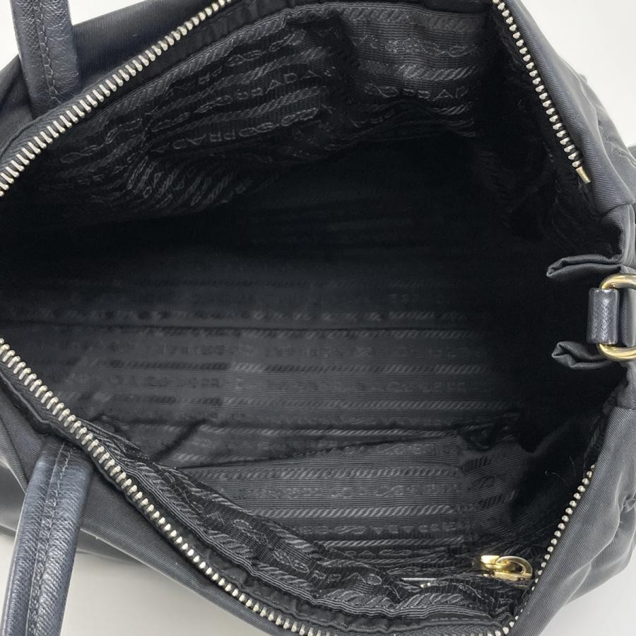 PRADA Plate 2-Way Shoulder Handbag Tessuto Nylon Black #BS1319 thumbnail 8