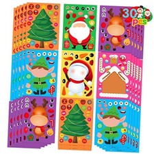 Christmas Stickers for Kids, 30 Sheets Make Santa Snowman Face Stickers